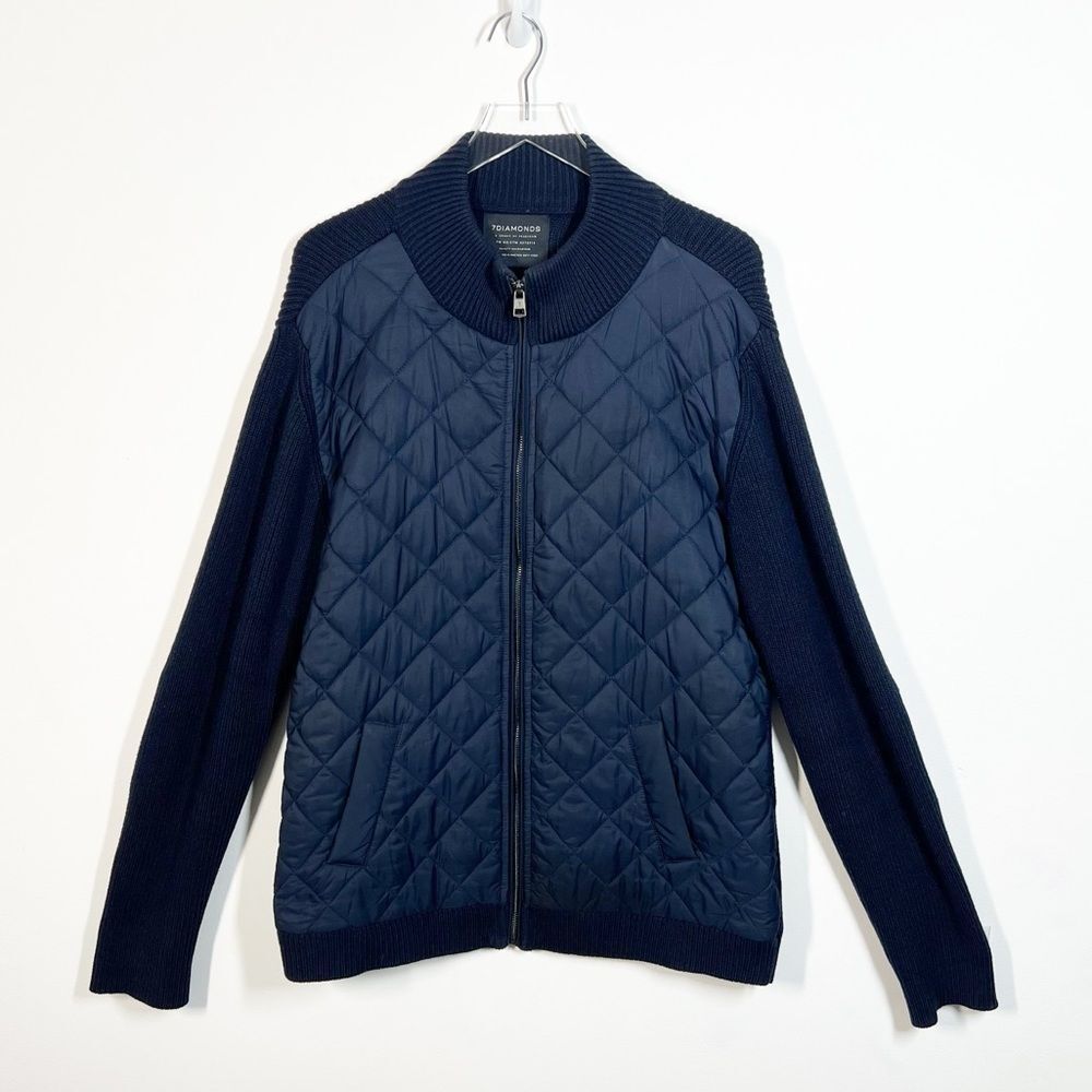 7 Diamonds Men's Size XL Dark Blue Gatti Quilted Cotton Knit Jacket Retail $175